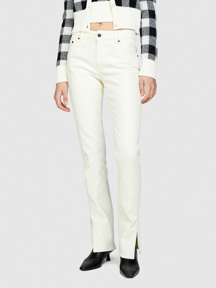 Colorful jeans with slits - women's slim fit jeans - Creamy White | Sisley image number 4
